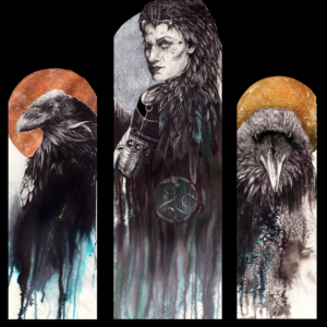 The Morrigan and her crows - mounted print