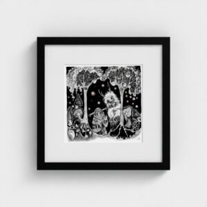 The Mushroom Pickers, a print from around the Wild, Wide Woods