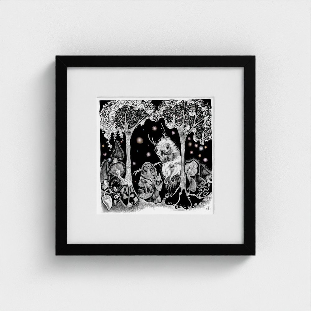 The Mushroom Pickers, a print from around the Wild, Wide Woods